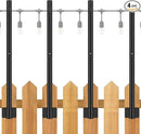 Suchtale 4 Pack 2.8 FT String Light Poles, Suspension Outdoor Fence Post Lights with Clip and Bracket, Outside String Lights Hanging, Wall Mounting Stand for Patio Garden Backyard Wedding Party, Black by GreenHaven Gardens