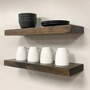 URBANDI, Rustic Floating Shelves, Set of 2, Hidden Bracket, Solid Wood, Heavy Duty, Wall Mounted Shelves, (Dark Brown, 48Wx8D) by CozyNest Decor