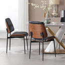 BV Dining Chairs Set of 2, PU Leather Armless Kitchen Chair in Modern Walnut Style, Mid Century Bentwood Side Chair with Metal Legs, Retro Accent Guest Chair for Kitchen Dining Room(Black) by CozyNest Decor