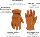 HLDD HANDLANDY Leather Work Gloves for Men & Women, Adjustable Wrist Cowhide Gardening Glove with Reinforced Palm for Driver by GreenHaven Gardens