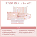 Twin Comforter Set with Sheets for Girls-5 Pieces Twin Bedding Sets with Pink Comforter, Sheets, Pillowcase & Sham for Kids (Pink Gold Heart, 66" X 86") by TinyTreasures Baby Boutique