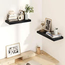 Fun Memories Black Floating Shelves 16 Inch Long, 8 Deep Floating Shelf Wall Mounted, 16 x 8 Inch Wooden Bathroom Shelves, Deep Storage Shelves for Living Room, Kitchen, Set of 2 by CozyNest Decor