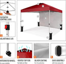 CROWN SHADES 10x10 Pop Up Canopy with 1 Side Wall - Beach Tent with One Push Setup - Outdoor Sun Shade for Events, Parties, Camping - Gazebo with STO-N-Go Cover Bag (Red) by GreenHaven Gardens