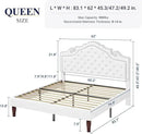 Allewie Queen Bed Frame with Adjustable Velvet Tiara Headboard, Upholstered Diamond Button Tufted Platform Bed, Wood Slats Support, No Box Spring Needed, Mattress Foundation, Easy Assembly, White by CozyNest Decor