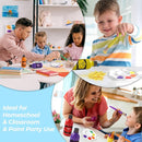 Nicpro Washable Paint for Kids, Kids Painting Set with 10 Paintbrushes, Palettes, Sponge, 6 Vibrant Colors 8.45oz, Non Toxic Washable Finger Paint for Toddlers Preschool Children Art Painting Supplies by TinyTreasures Baby Boutique