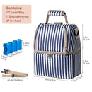 NCVI Breastmilk Cooler Bag with 2 Ice Pack, Breast Pump Bag with Cooler Fits 6 Bottles, Double Layer Breast Milk Baby Bottle Cooler Bag, for Travel, Nursing Mom Daycare, Work, Picnic (Stripe) by TinyTreasures Baby Boutique