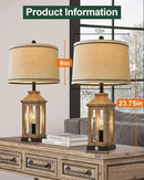 23.75" Farmhouse Dual USB Charging Ports 3-Way Dimmable Touch Control Table Lamp with Nightlight Vintage Modern Lamps for Living Room Bedroom by CozyNest Decor