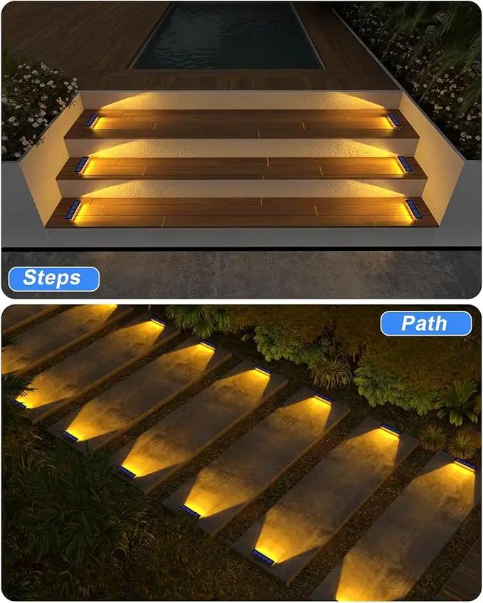 Solar Step Lights for Outside,8 Pack Solar Stair Lights Outdoor Waterproof,Warm White Deck Light Solar Powered Waterproof for Steps,Stairs,Walkway,Sidewalk,Patio,Pathway, photo 2 of 6