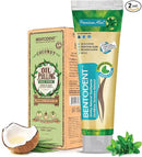 Bentodent Fluoride Free Mineral Toothpaste with Natural bentonite Clay, 100 g and Organic Coconut Sesame Oil Pulling with neem, 177ml for Fresh Breath and Teeth whitening, Vegan by CozyNest Decor