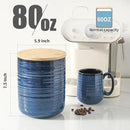 Hasense Ceramic Canister with Airtight Lid for Kitchen Counter, 80 Ounce Large Ceramic Food Storage Jar with Seal Ring for Serving Flour, Grain, Cereal, Pasta, Coffee, Sugar, Tea and Spice, Blue by CozyNest Decor