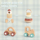 FReniland Wooden Montessori Toys, 4-Piece Wooden Baby Toy, Rainbow Stacking Ring,Car Push and Pull Toy, Rocket Stacking Ring Babys Toys,Newborn Baby Gift Sets for Boys and Girls by TinyTreasures Baby Boutique