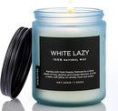 M&SENSE White Lazy - Clean Cotton & Jasmine Scented Natural Soy Wax Jar Candles for Home Decor 7.05oz 50 Hour Long Lasting Burning, Non Toxic Organic Natural Relaxing Candle for Women by CozyNest Decor