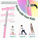 BELEEV V2 Scooters for Kids with Light-Up Wheels & Stem & Deck, 2 Wheel Folding Scooter for Girls Boys, 3 Adjustable Height, Non-Slip Pattern Deck, Lightweight Kick Scooter for Children Ages 3-12 by TinyTreasures Baby Boutique