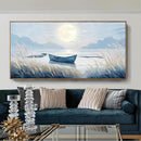 amatop Oversized Framed Coastal Wall Art for Living Room Blue Boat Moon Sea Picture Landscape Canvas Print Calming Night Ocean Lake Scene Large Artwork Nautical Bedroom Office Wall Decor 58x29 In by CozyNest Decor
