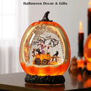 Halloween Snow Globe Pumpkin Halloween Decorations Indoor Gnome Black Cat Bat Swirling Glitter Timer by CozyNest Decor