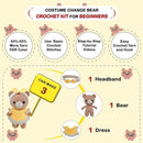 LoopMap Crochet Kit for Beginners - DIY Amigurumi Bear with Removable Dress & Accessories - Step-by-Step Video Tutorials, Extra Yarn, Crochet Tools, Handmade Gift for Kids & Adults (Bear K01, Yellow) by TinyTreasures Baby Boutique