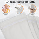 4-Piece White Large Durable Organic Cotton Mesh Laundry Bags with Sturdy Zippers and Breathable Mesh are Delicate Laundry Bags for Underwear, Clothes, Pants and Socks by TinyTreasures Baby Boutique