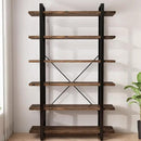 Solid Wood Bookcase and Book Shelves Wood and Metal Shelving Unit 6 Tier Bookshelf Modern Rustic Open Bookshelf Office,Distressed Brown (AY-02-6Tier) by CozyNest Decor