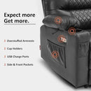 MCombo Zero Gravity Power Recliner Chair with Heat and Vibration Massage, Reclining Chair with USB Ports, Cup Holders for Living Room, Faux Leather PR621 (Grey) by CozyNest Decor