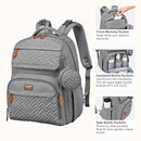 BabbleRoo Diaper Bag Backpack, Travel Backpack with Changing Pad, Pacifier Case & Stroller Straps, Multifunction, Waterproof, Unisex – Light Gray by TinyTreasures Baby Boutique