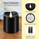 Black Flameless LED Candles, Halloween Candles Battery Operated with Remote Timer, 3D Moving Flame Flickering Last 600+ Hours, 3" x 3" Real Wax Electric Candle for Gothic Home Decor by CozyNest Decor