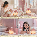 Penguin Silicone Night Light, Cute Pink Penguin Lamp with Knitted Hat, Soft Nursery Nightlight, USB Rechargeable/Dimmable,LED Squishy Novelty Animal Bedside Lamp,Funny Gifts for Kids/Girls by TinyTreasures Baby Boutique