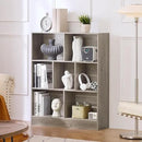 LEYAOYAO 7 Cube Bookshelf with Base,3 Tier Mid-Century Modern Grey Bookcase,Standing Wide Bookshelves Storage Organizer Shelf,Rustic Wood Display Cabinet Book Shelves for Bedroom,Living Room,Office by CozyNest Decor