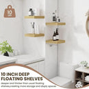 Fun Memories Floating Shelves for Wall - 10" x 10" Wood Shelf with Invisible Bracket - Deep Floating Shelves - 10 Inch Shelf Wall-Mounted for Living Room & Bathroom - Oak - Set of 2 by CozyNest Decor