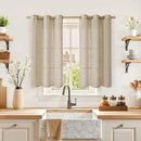LAMIT Kitchen Linen Curtains 40 Inch Length, Soft Thick Light Filtering Bronze Grommet Window Textured Neutral Sheer Drapes for Cafe/Window/Loft Room, 2 Panels, 34 x 40 Inch, Brown by CozyNest Decor