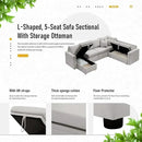 7 - Seater Sofa Bed, Large U - Shaped Modular Sectional Sofa, Oversized Pull - Out Sleeper with Storage for Living Room, Light Grey by CozyNest Decor