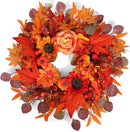 24" Fall Wreath for Front Door Outside - Sunflower, Pumpkin, Berry & Maple Leaves | Weatherproof Autumn Outdoor Wreaths with Hanger Hook for Thanksgiving, Harvest by CozyNest Decor