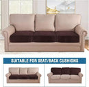 H.VERSAILTEX Velvet Stretch Couch Cushion Cover Plush Cushion Slipcover for Chair Loveseat Sofa Cushion Furniture Protector Seat Cushion Sofa Cover (3 Piece Sofa Cushion Covers, Brown) by CozyNest Decor