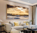 Framed Sunset Ocean Wall Art - Canvas Wall Decor Glow Sea Scene Nature Landscape Prints Sunset Over the Ocean Painting Artwork Living Room Bedroom Office Home 24" x 48" by CozyNest Decor