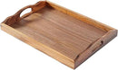 Nature Walnut Wooden Serving Tray with Handles, Solid Wood Food Tray for Coffee, Breakfast, Dinner, Ottoman,16.6x11.8x2.4 inches by CozyNest Decor