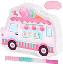 WERNNSAI Ice Cream Piñata -15.7'' x 12.2'' Ice Cream Truck Piñata with Stick and Blindfold Birthday Game for Kids Girls Summer Candy Theme Party Baby Shower School Activities Dessert Party Decorations by TinyTreasures Baby Boutique