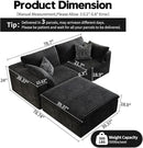 LoveSeat Cloud Couch Modular Sectional Sofa for Living Room,Modern Sofa with Deep Seat，2 Seater Boneless Couch with Ottoman,Comfy Upholstered Couches for Apartment, Studio, Office,Bedroom，Black by CozyNest Decor