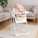 3-in-1 Foldable High Chair for Babies & Toddlers – Adjustable Height, Reclining Seat, 5-Point Safety Harness, Removable Tray, Lockable Wheels and Washable Cushion, Beige by TinyTreasures Baby Boutique