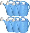 PMU 2 Gallon Watering Can - Garden Watering Can for Indoor & Outdoor Plants - Plastic Water Can with Detachable Sprinkler Head - Large Water Pot, Made in USA - Blue Pkg/6 by GreenHaven Gardens