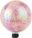 VCUTEKA Gazing Ball, Iridescent Crackled Glass Mosaic Gazing Balls Sphere for Garden Lawn Outdoor Ornament Yard Decorative, 10-Inch, Pink by CozyNest Decor
