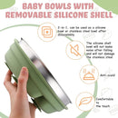 Nuogo 3 Pcs Stainless Steel Baby Suction Plates with Removable Silicone Shell 2-in-1 Metal Toddler Bowl Divided for Picky Eaters Kids Feeding Led Weaning Supplies, Dishwasher Safe (Blue,Pink,Green) by TinyTreasures Baby Boutique