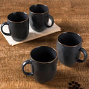 famiware Coffee Mugs Set of 4, Ocean Square 13oz Coffee Cup Set with Handle for Cocoa, Milk, Hot Chocolate, Tea, Water, Stoneware Cups for Kitchen, Microwave and Dishwasher Safe, Matte Black by CozyNest Decor