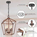 Chandelier for Dining Room, 4-Light Rustic Chandelier Fixtures, Vintage Ceiling Light with Adjustable Height, Antique Bronze Geometric Hanging Light for Bedroom, Foyer, Kitchen, Living Room, Entryway by CozyNest Decor