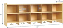 Angeles Value Line 10 Section Wall Locker, Classroom Shelves and Daycare Furniture, Cubby Storage Organizer with Hooks, 48" L x 12" W x 19" H by TinyTreasures Baby Boutique