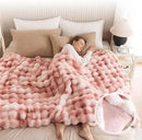 Cozy Faux Fur Throw Blanket for Couch-Warm Fuzzy Throw Blanket, Soft Plush Thick Bubble Blankets for Bedroom and Living Room, Furry Luxury Blanket, 90 x 90, Tie-Dye Pink by CozyNest Decor