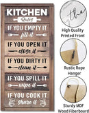 Hanging Kitchen Rules Wood Decor Sign, Rustic Kitchen Wooden Signs, Printed Wood Wall Art Sign, Kitchen Door Rules Rustic Sign, Hanging Wood Sign Kitchen Decor, Funny Farmhouse Kitchen Wall Décor by CozyNest Decor