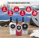 Cobra ACXT360 Water Resistant Walkie Talkies for Adults & Compatible Cobra Surveillance Headset: Rechargeable, 22 Channels, Long-Range, 3 Two-Way Radios, 2 Headsets, White, Silver and Red by TinyTreasures Baby Boutique