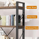 5 Tier Bookshelf Rustic Solid Wood Industrial Style Bookcase,Metal and Real Wood Vintage Bookshelf,Book Shelves Home Office, Retro Brown,Dark Matching credenza(LZ01-05tier) (5Tiers) by CozyNest Decor