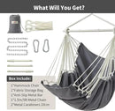 Hanging Hammock Chair Swing MAX 500 lbs Outdoor Hanging Chair with Footrest Indoor Swing Chair with Portable Steel Spreader Bar and Hardware Kit for Bedroom Living Room Patio Porch - Dark Grey by GreenHaven Gardens