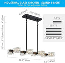 XINGQI Modern Chandeliers for Dining Room Over Table, 8-Light Rectangular Kitchen Island Light Fixture, Linear Farmhouse Metal Glass Black Vintage Hanging Lamp for Living Room Bar by CozyNest Decor