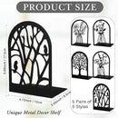 Faccito 5 Pairs Book Ends, Black Metal Bookends for Shelves Decorative, Non Skid Tree Stopper and Flower Shelf Holder for Heavy Books, Home Office School Supplies (Classic) by CozyNest Decor